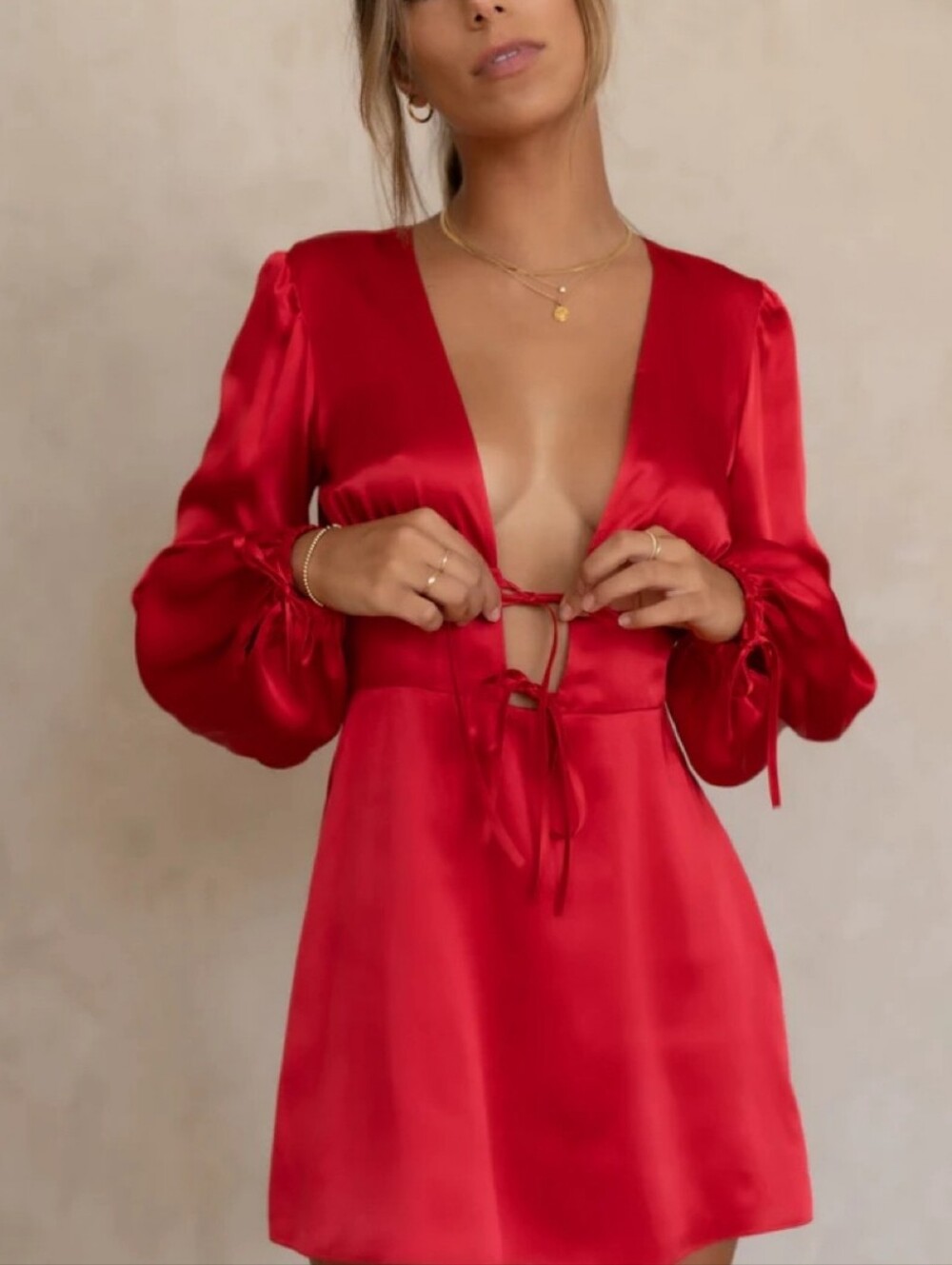 Two Bodies New York Emily Silk Dress Cherry Size S